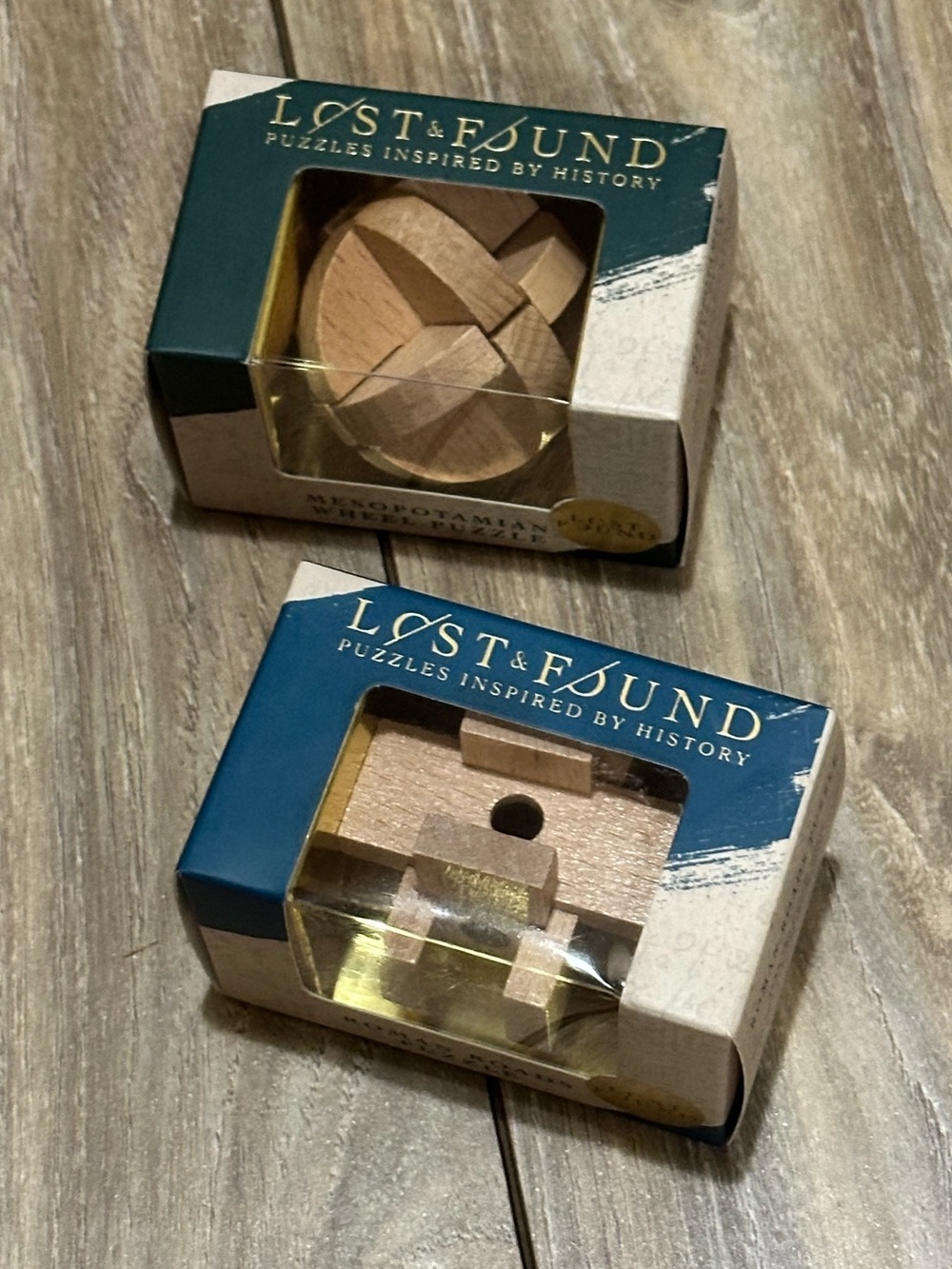 Lost & Found Wooden Brain Teaser Puzzle - ROMAN ROADS & MESOPOTAMIAN WHEEL
